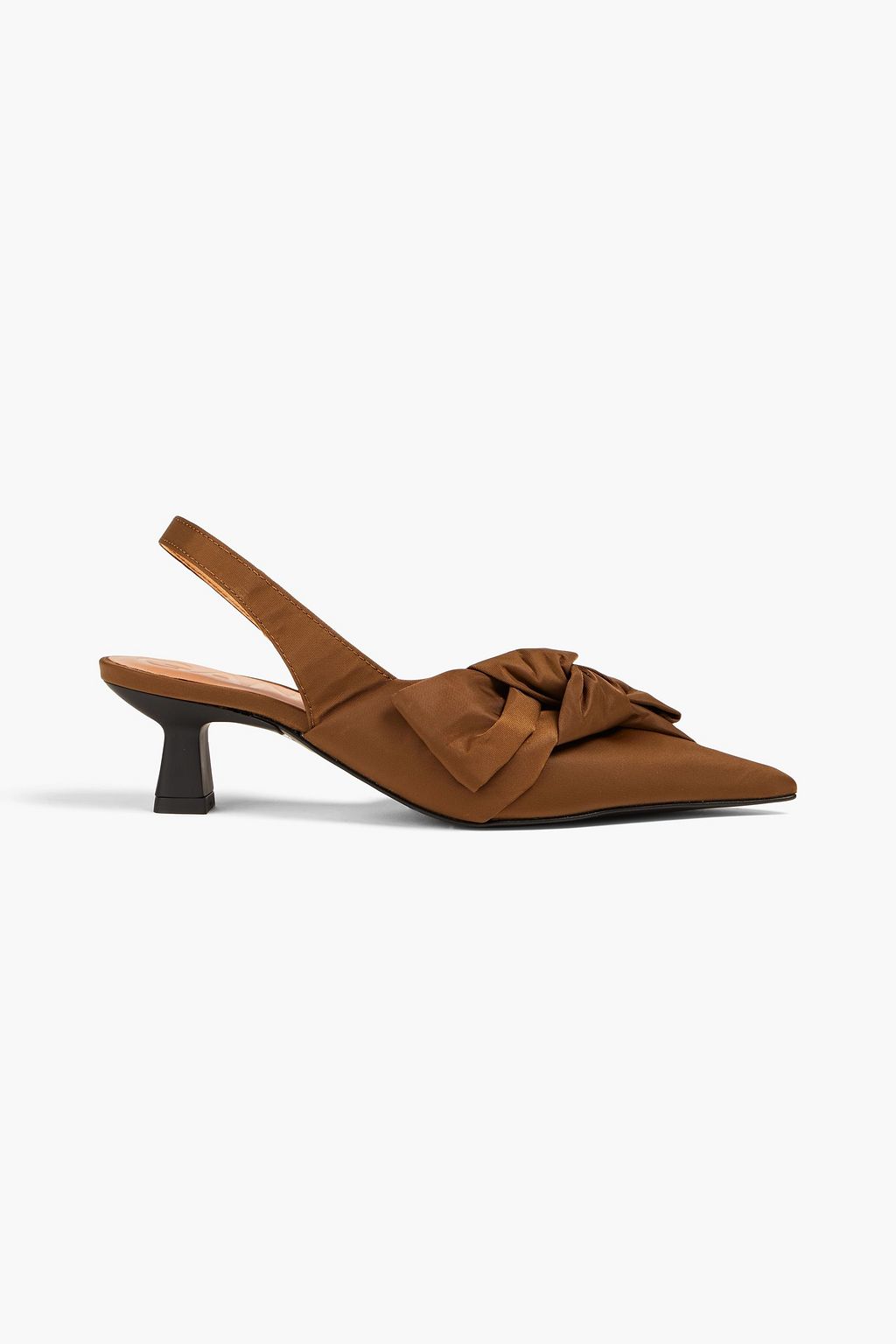 GANNI Bow-embellished satin-twill slingback pumps | THE OUTNET