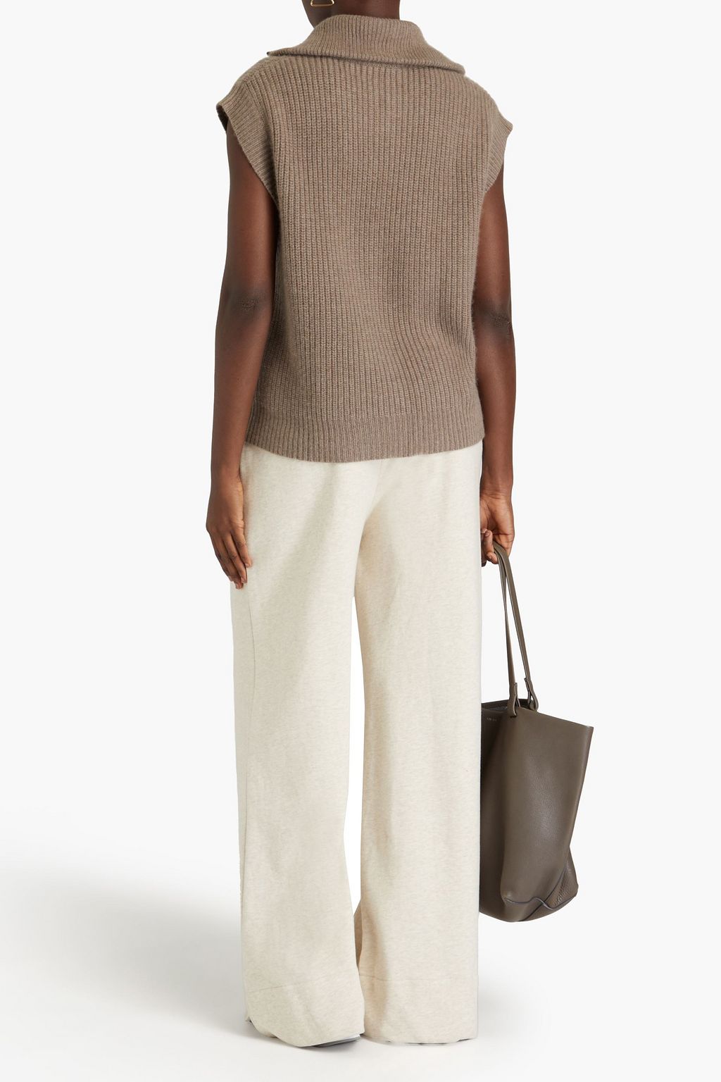 AUTUMN CASHMERE Ribbed-knit half-zip vest