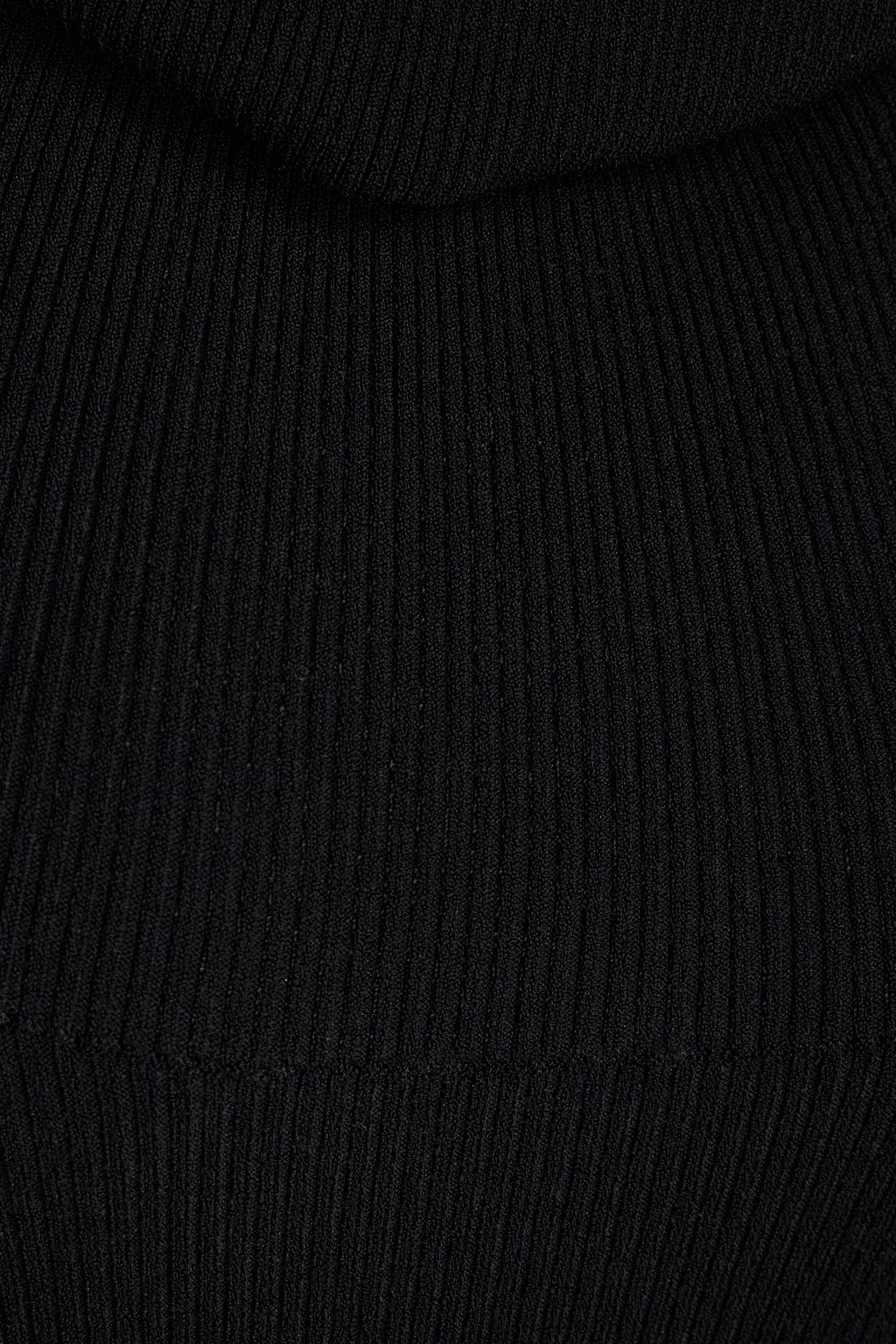 AUTUMN CASHMERE فستان متوسط الطول بحبكة مضلّعة بتصميم مكشوف الكتفين