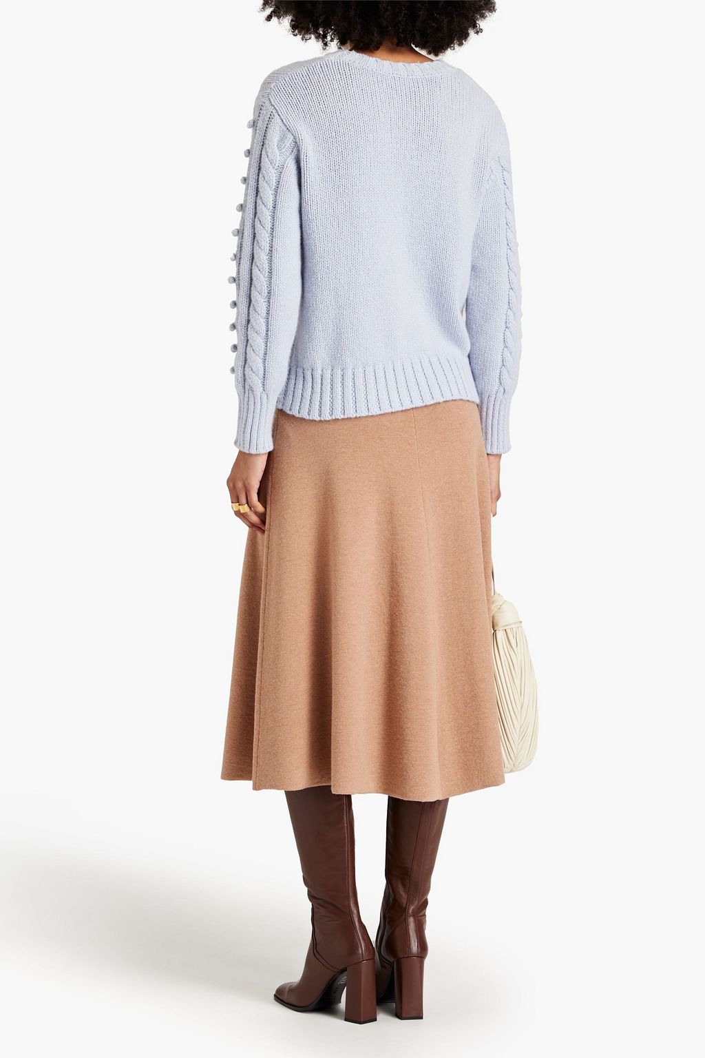 AUTUMN CASHMERE Kaschmirpullover mit Zopfstrickmuster und Pompons