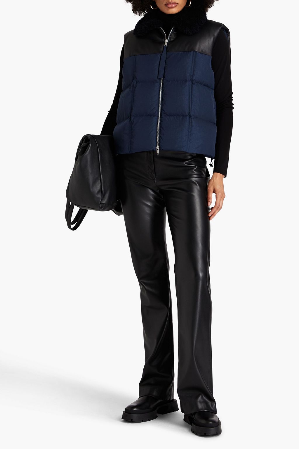 JIL SANDER+ Leather-paneled quilted shell vest