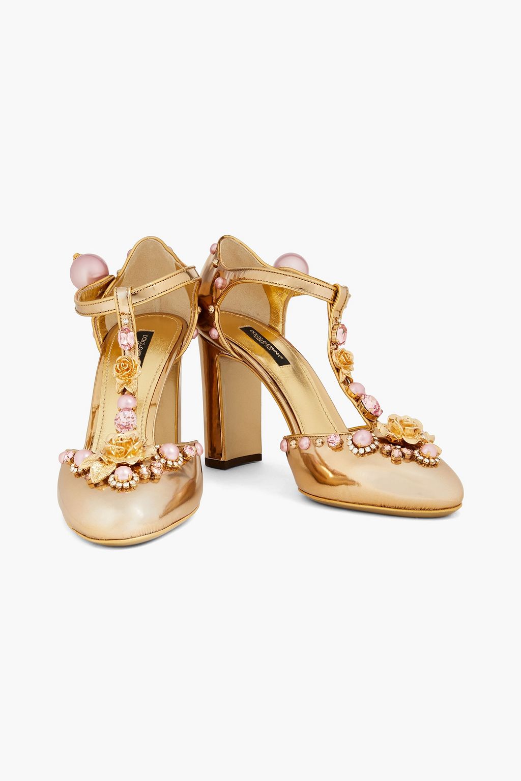 DOLCE&GABBANA Embellished leather Mary Jane pumps