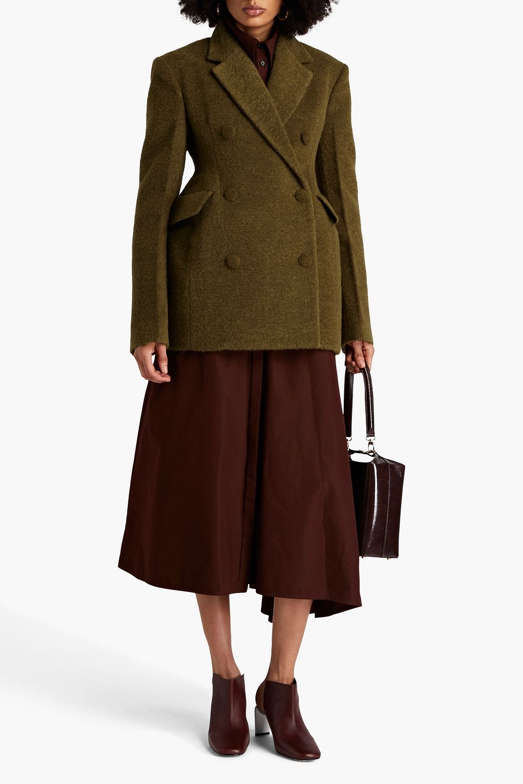 JIL SANDER 더블 브레스티드 울 혼방 펠트 블레이저