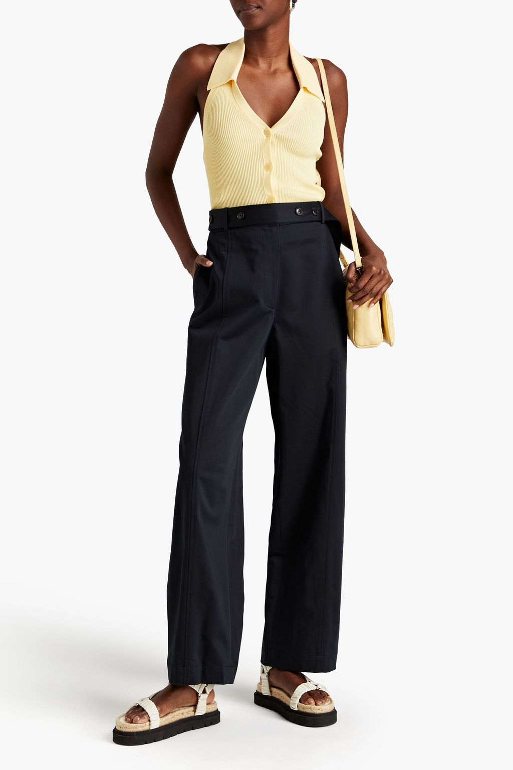 3.1 PHILLIP LIM サティーン ワイドレッグパンツ ベルト付き