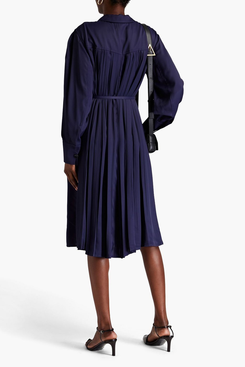 JIL SANDER Hemdkleid aus Baumwollsatin in Midilänge mit Gürtel