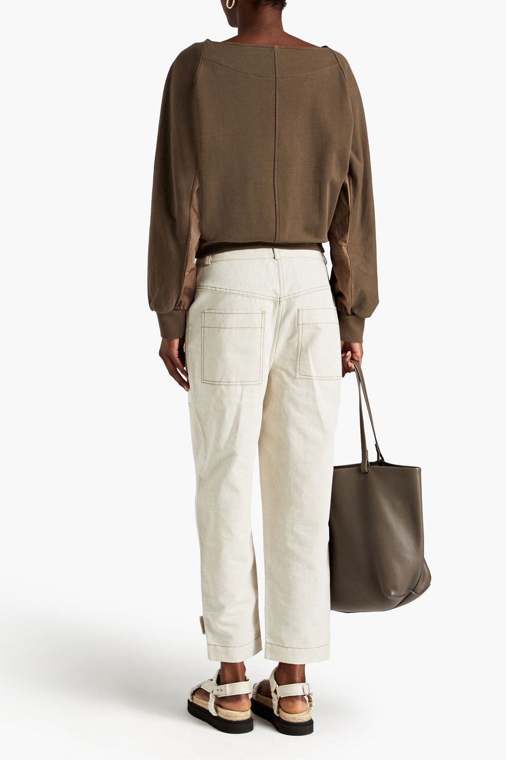 3.1 PHILLIP LIM コットン&リネン混 クロップド ストレートレッグパンツ