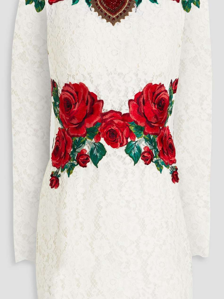 embellished corded lace mini dress