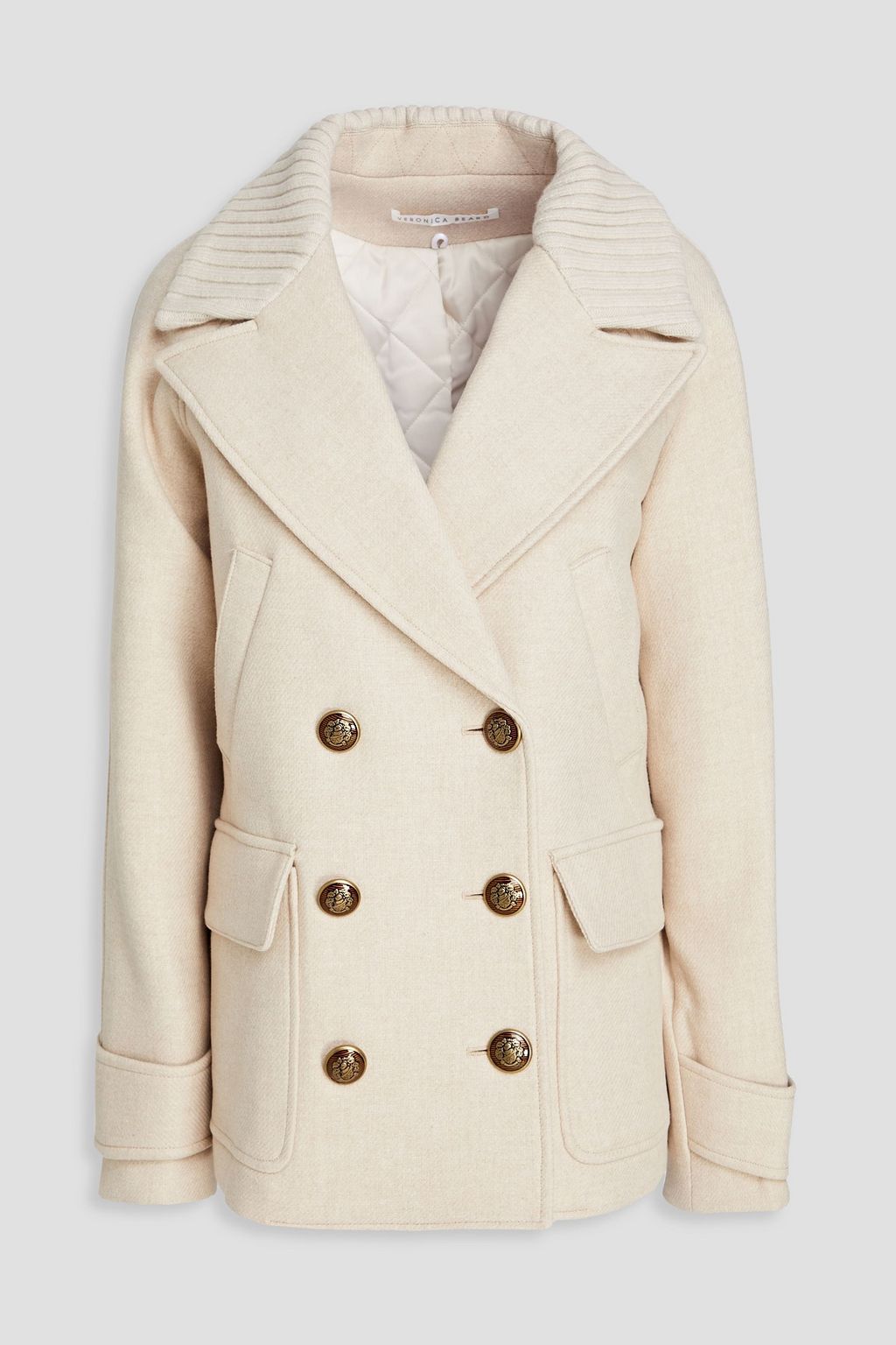 WOOL BLEND DOUBLE-BREASTED COAT - Ecru