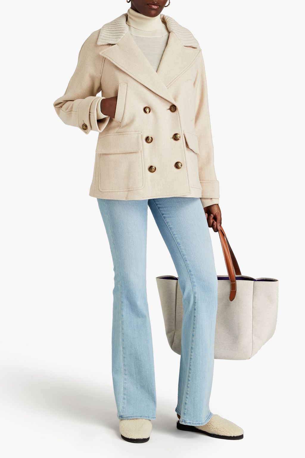 VERONICA BEARD Doppelreihige Jacke aus einer Wollmischung