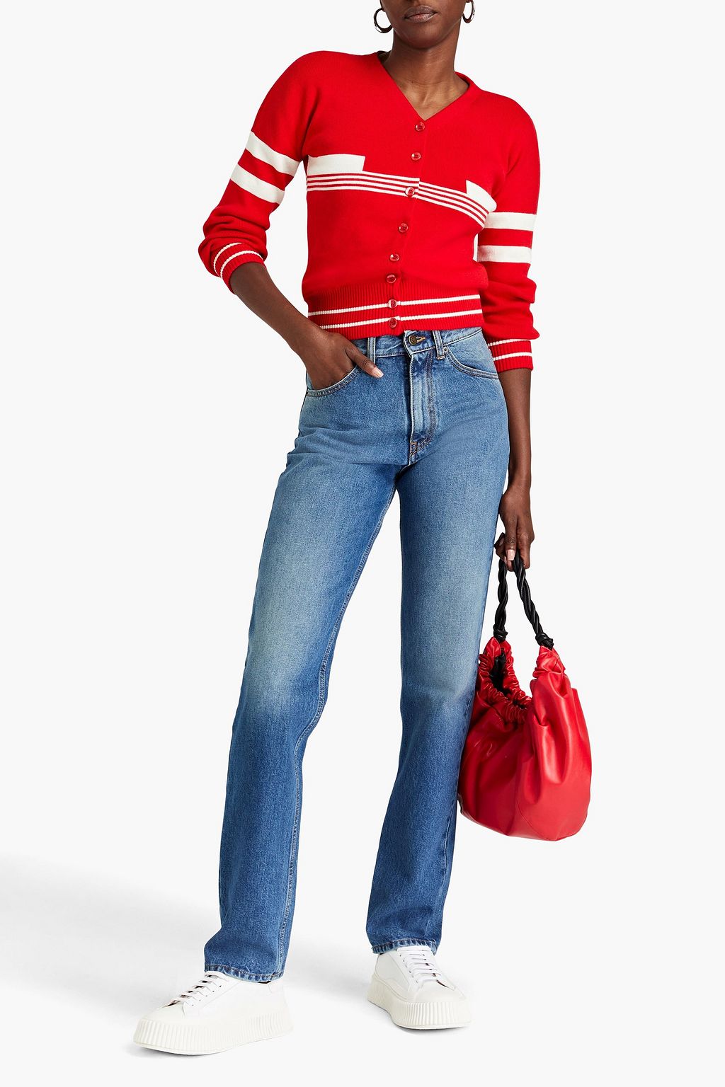 MAISON MARGIELA Striped wool and cotton-blend cardigan