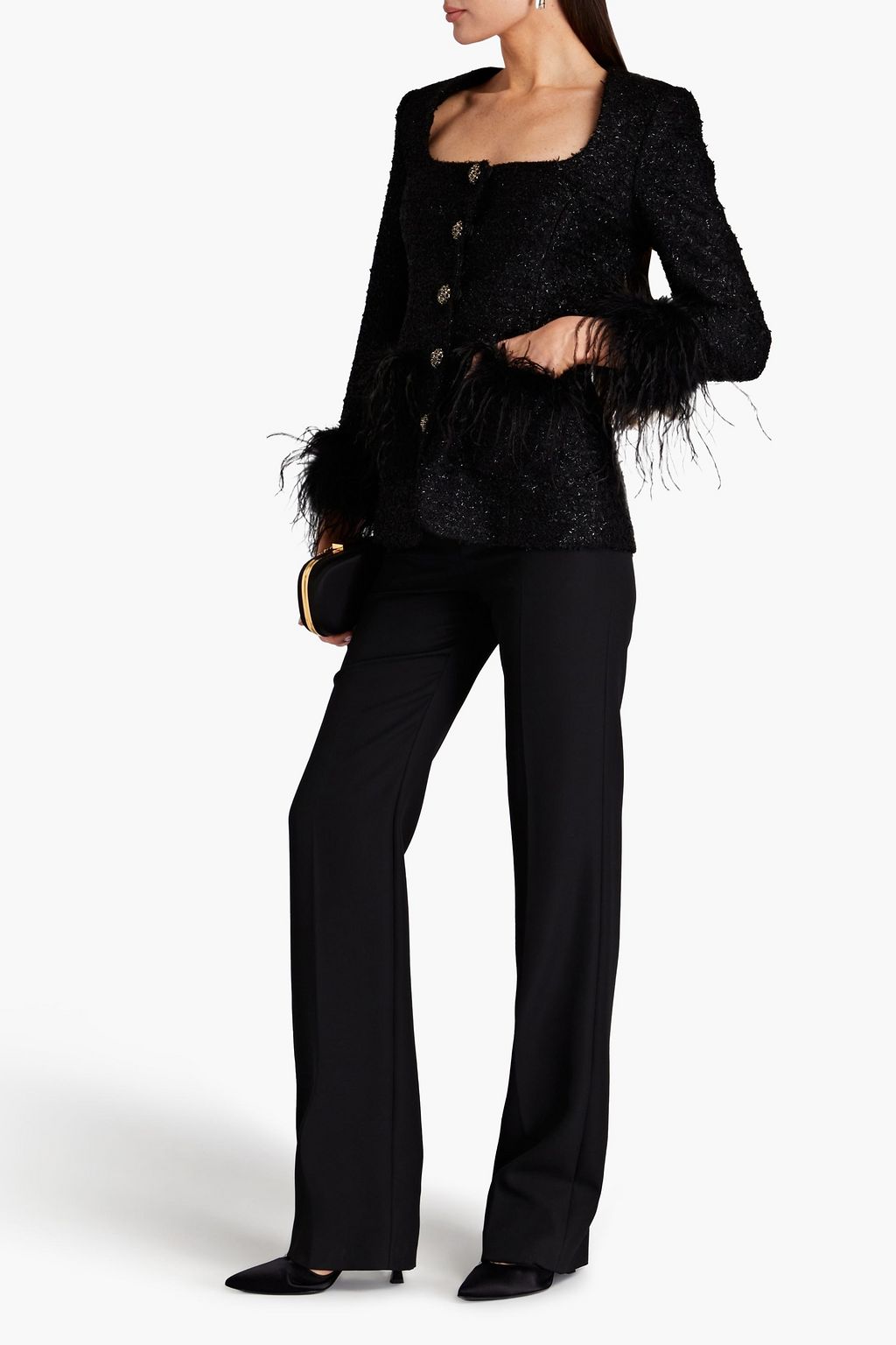 REBECCA VALLANCE Jourdan embellished metallic tweed jacket