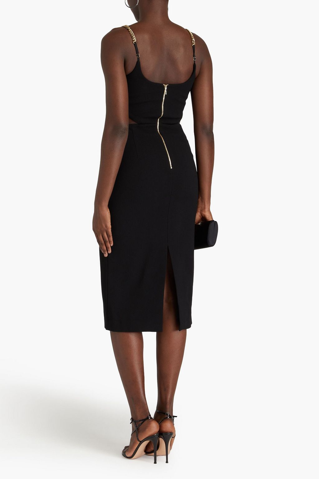 REBECCA VALLANCE Dulce Amore chain-embellished cutout crepe midi dress