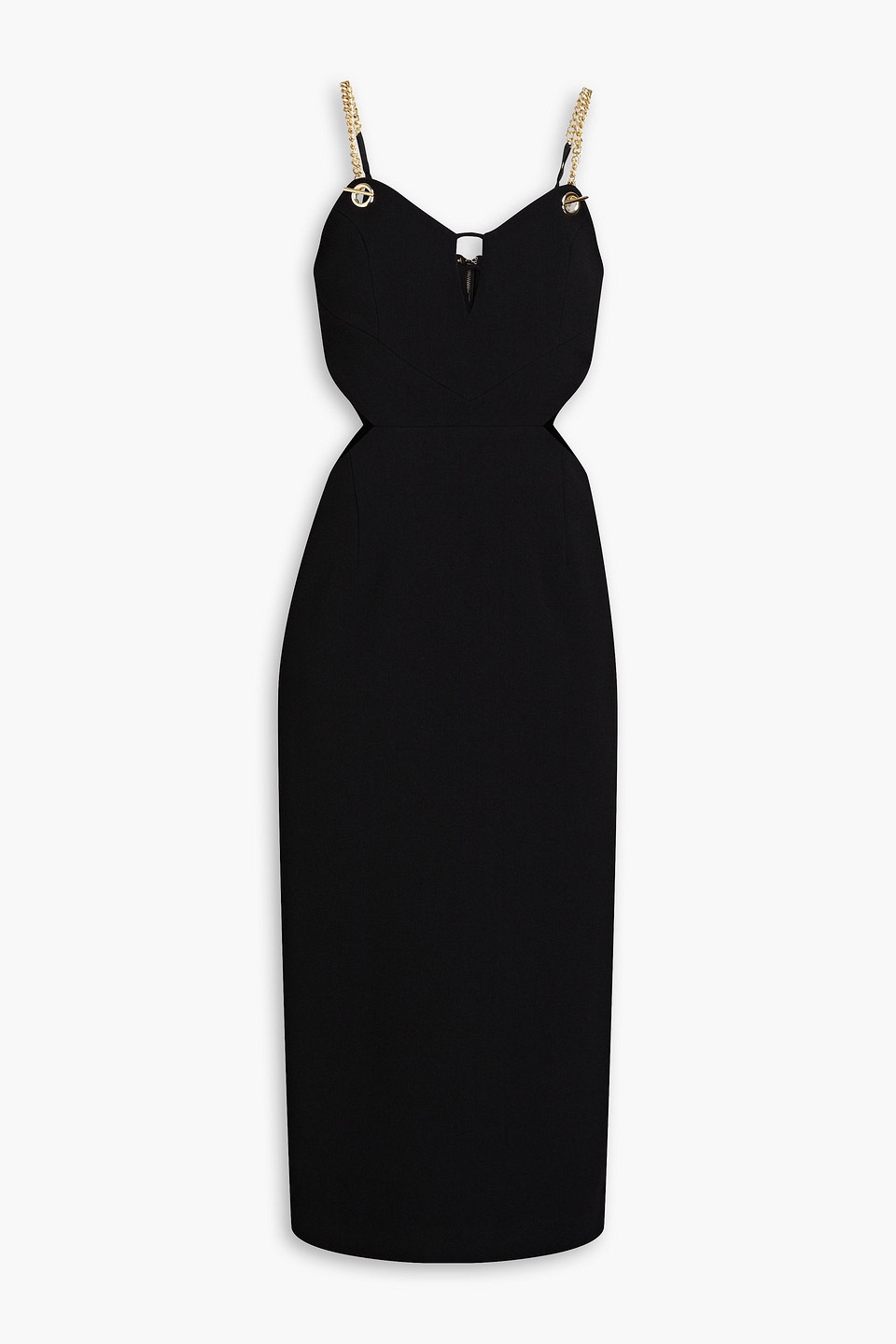 Rebecca Vallance Dilce Chain-embellished Cutout Crepe Midi Dress In Black