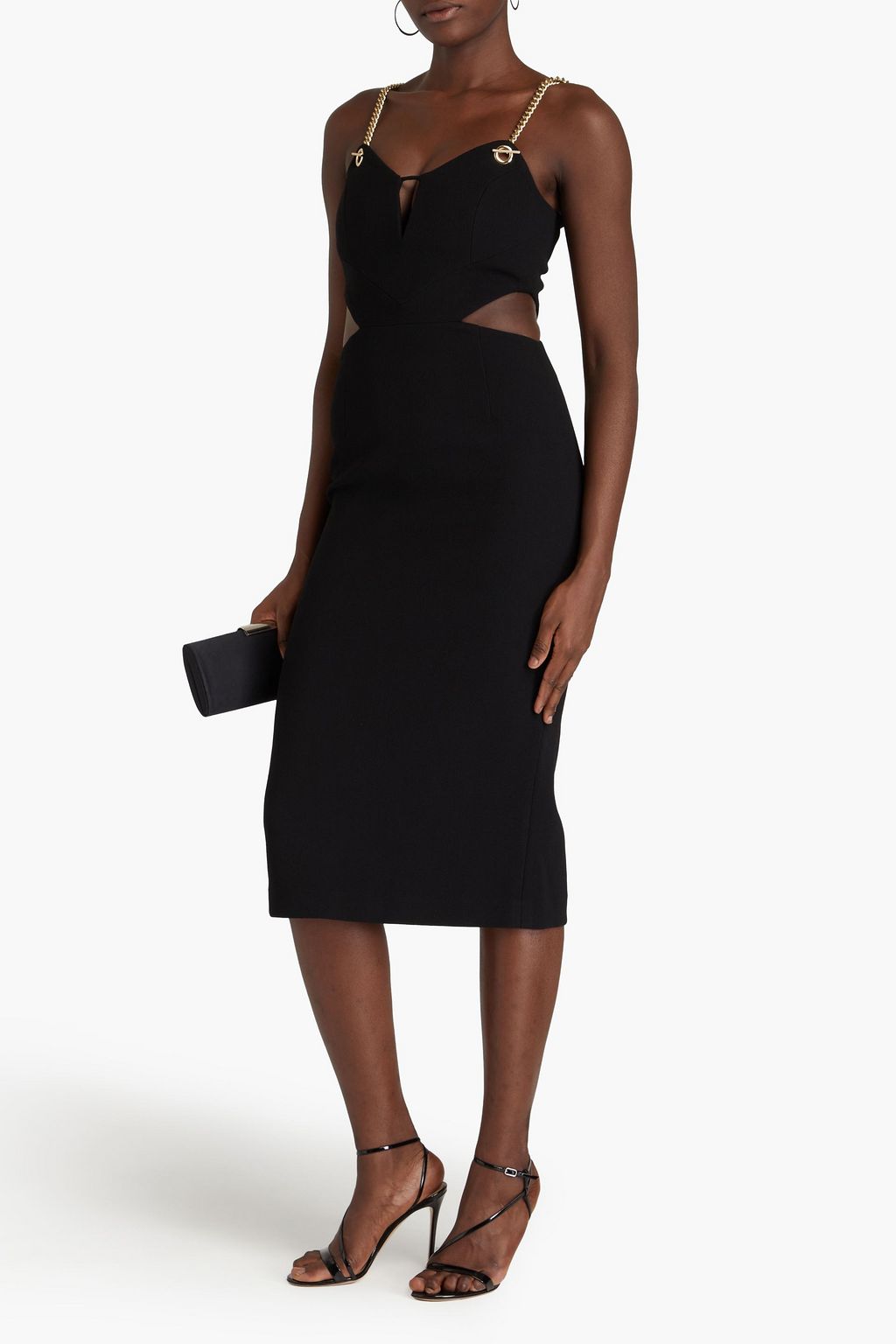 REBECCA VALLANCE Dulce Amore chain-embellished cutout crepe midi dress