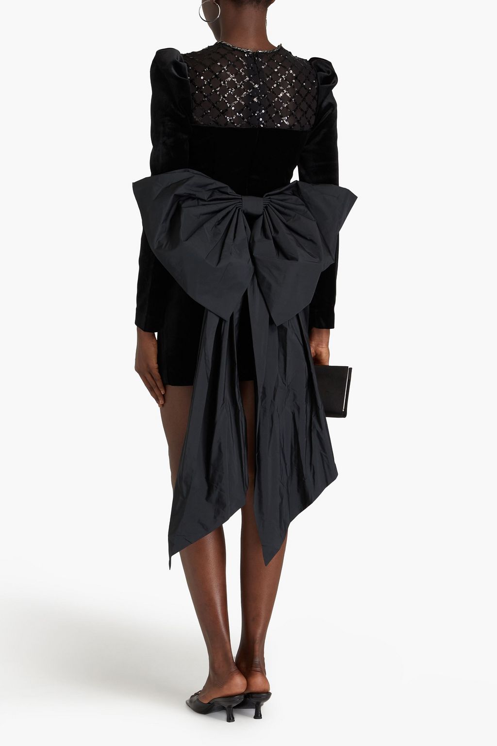 REBECCA VALLANCE Onyx embellished tulle and velvet mini dress