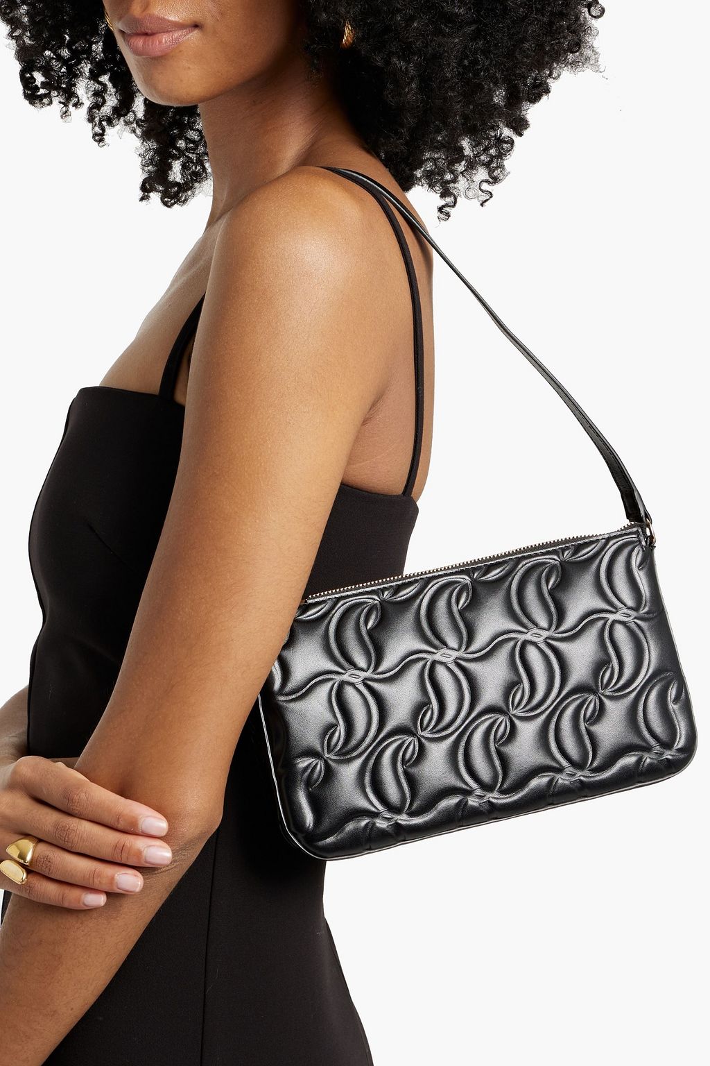 Loubila embossed leather shoulder bag - black - One Size