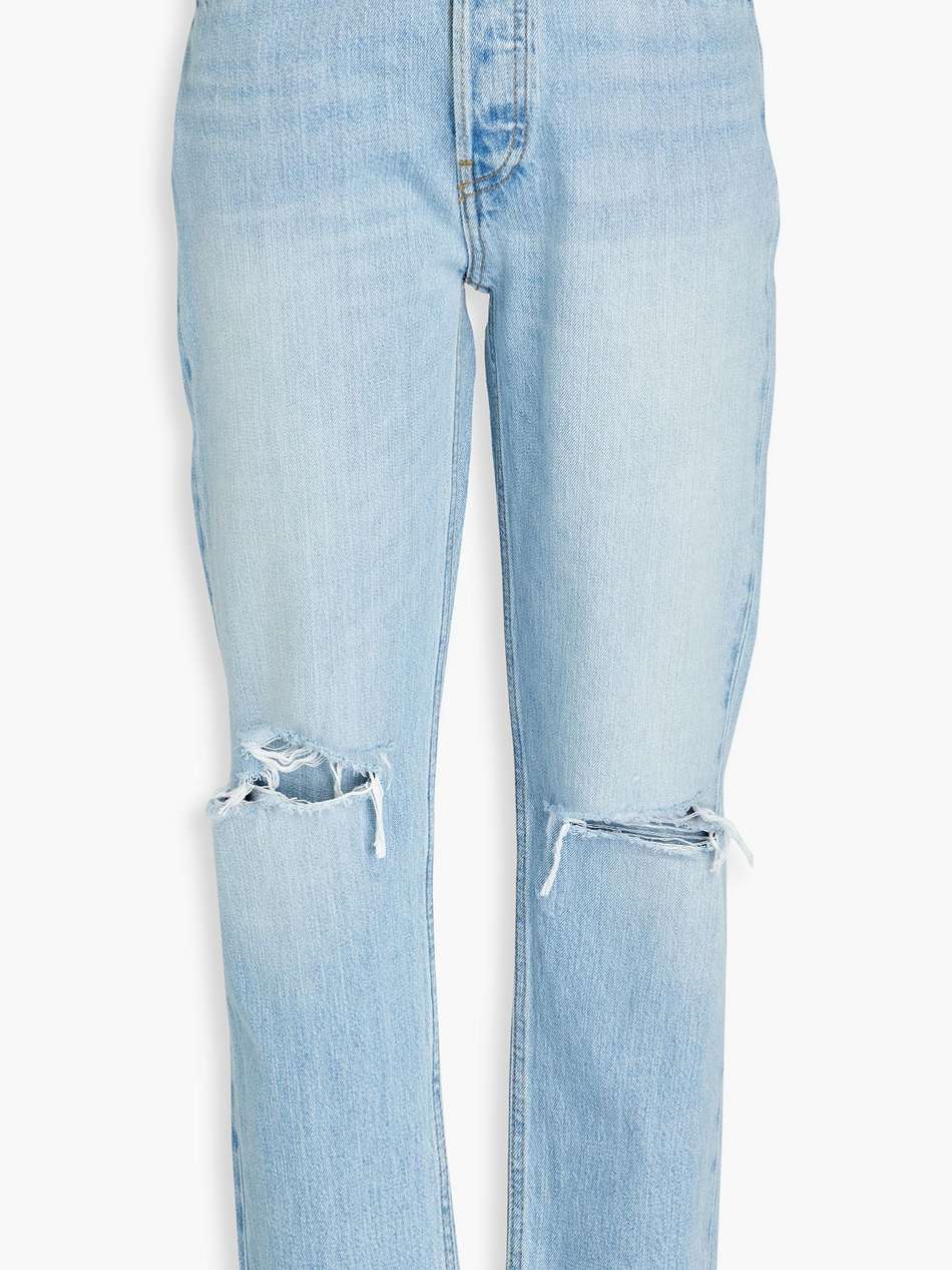 70s distressed high-rise straight-leg jeans