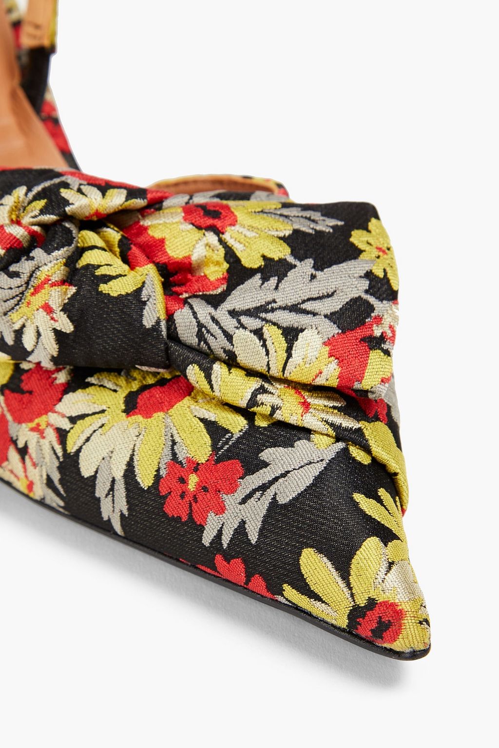 GANNI Bow-embellished jacquard slingback pumps