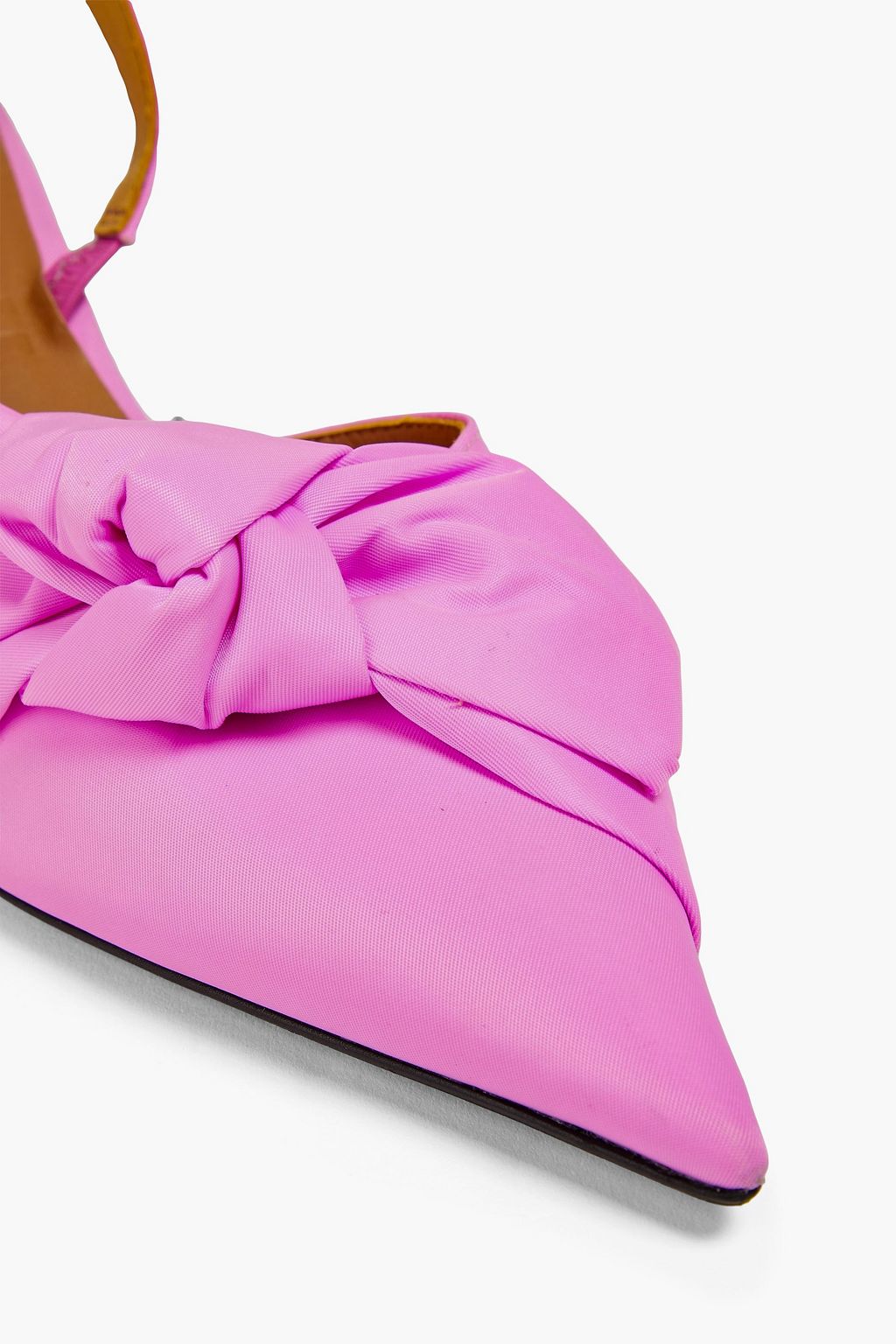 GANNI Bow-embellished taffeta slingback pumps