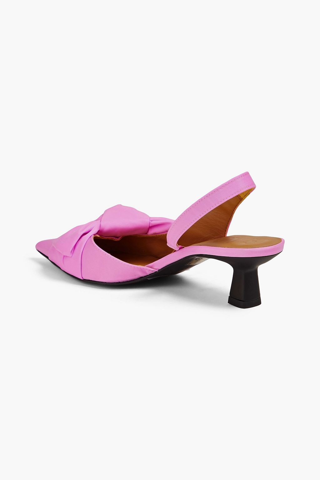 GANNI Bow-embellished taffeta slingback pumps