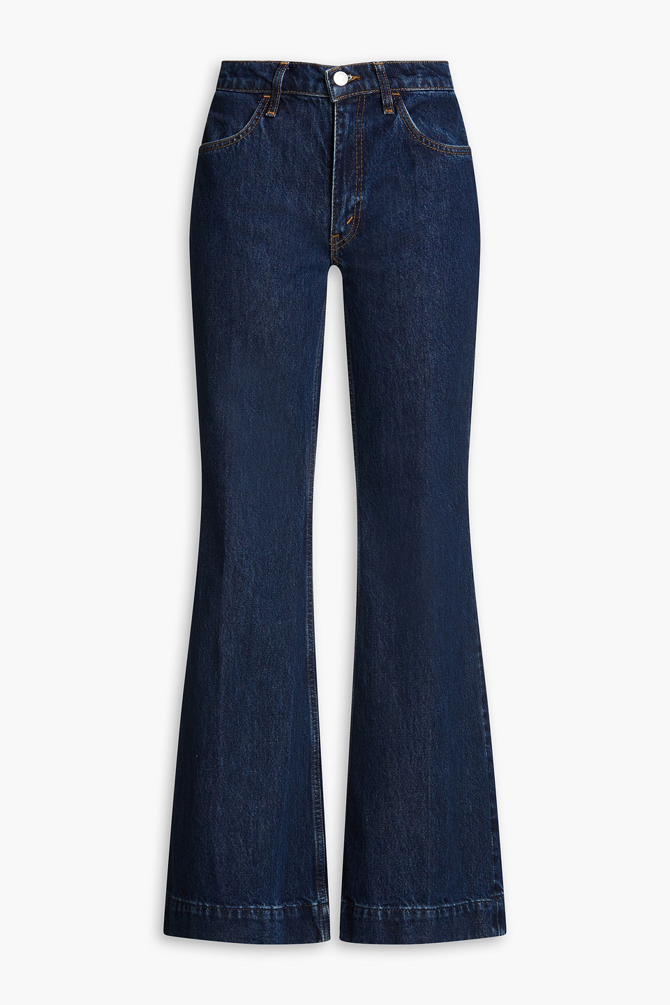 Shop Re/done 70s Mid-rise Flared Jeans In Dark Denim