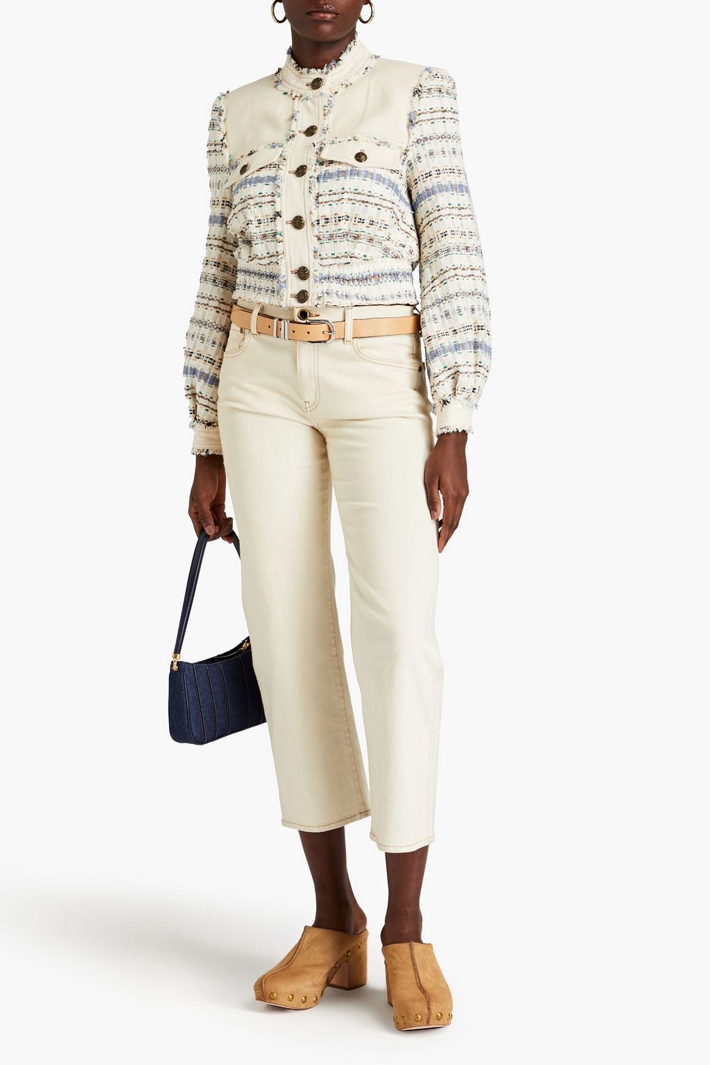VERONICA BEARD Darren gabardine-paneled tweed jacket