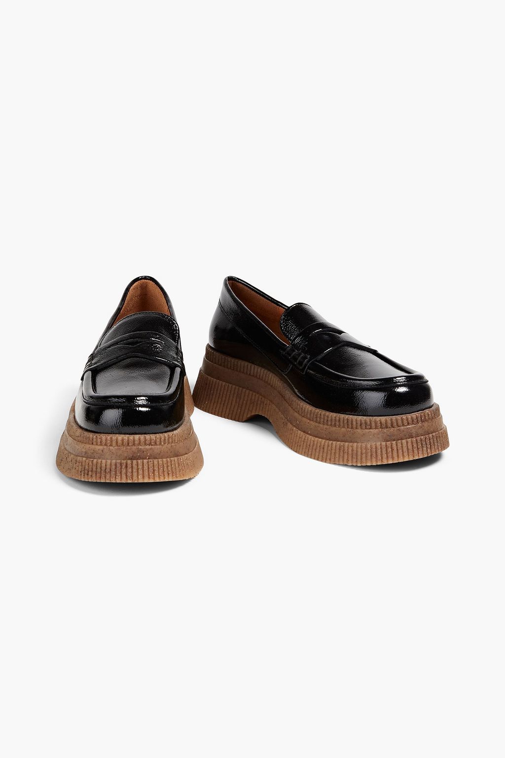 GANNI Patent leather platform loafers