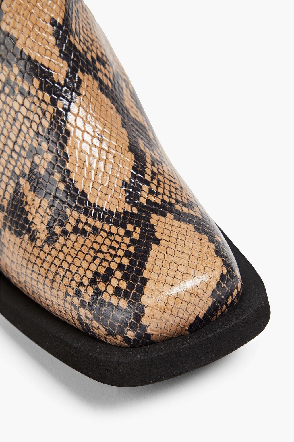 GANNI Snake-effect leather ankle boots