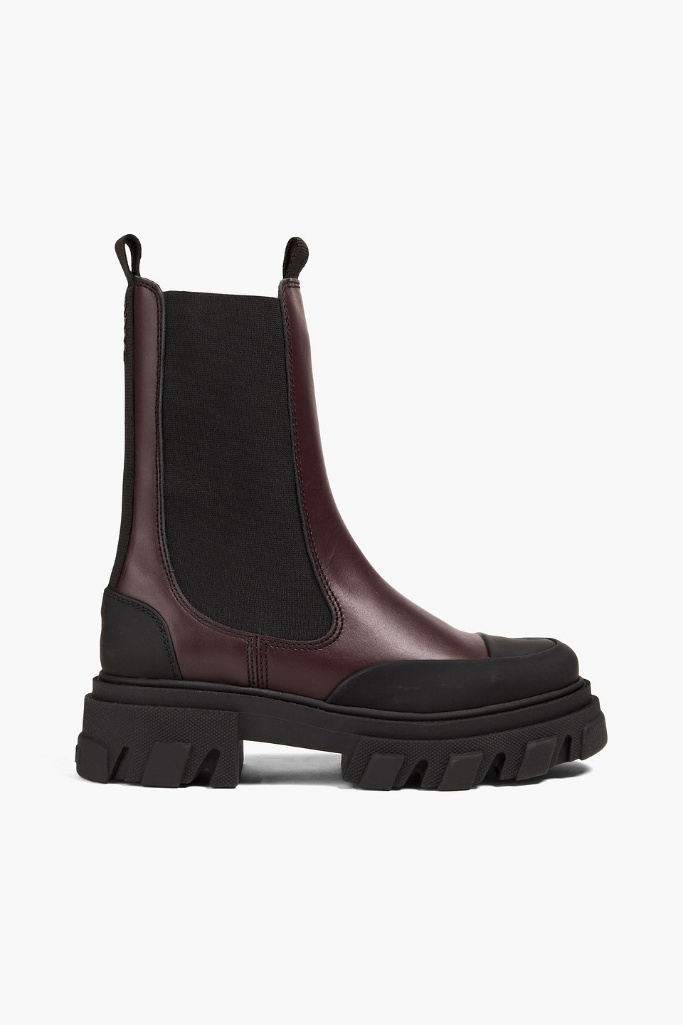Ganni Zweifarbige Chelsea-boots Aus Leder In Burgundy