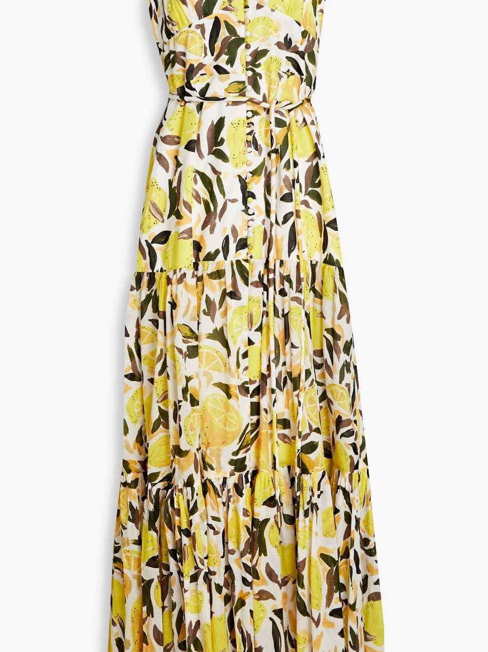 amarilla tiered printed cotton-poplin maxi dress