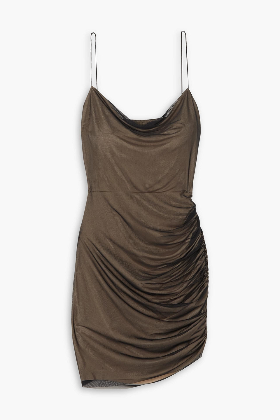 Gauge81 Perry Ruched Stretch-mesh Mini Dress In Black