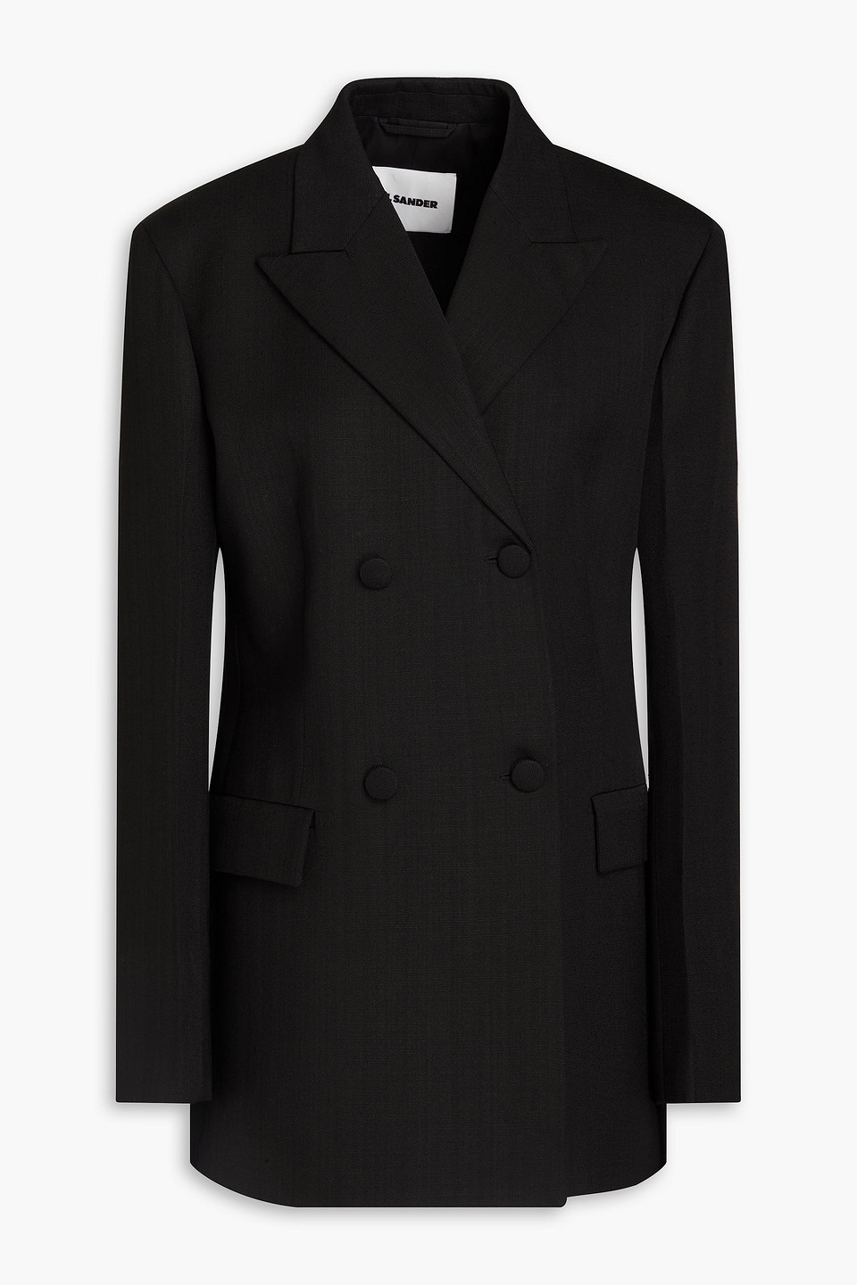 Jil Sander Double-breasted Gabardine Blazer In Black