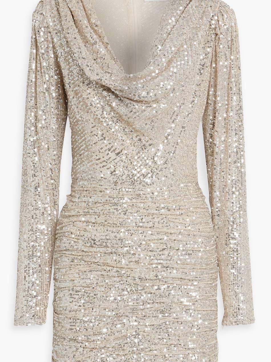 elena draped sequined mesh mini dress