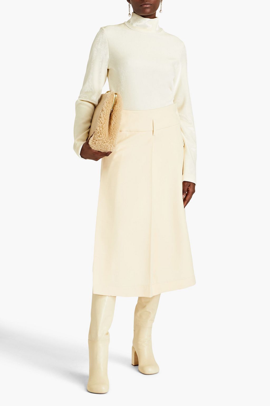 JIL SANDER بلوزة بياقة عالية من الفيلور