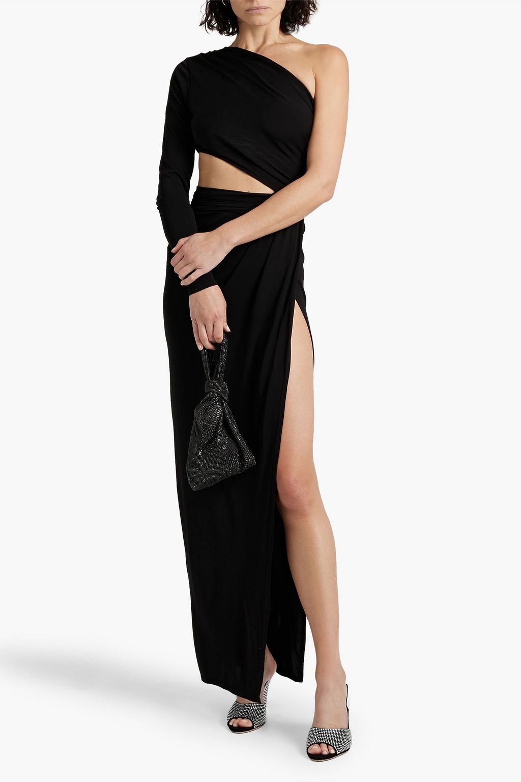 RONNY KOBO Lorinna one-sleeve cutout jersey maxi dress