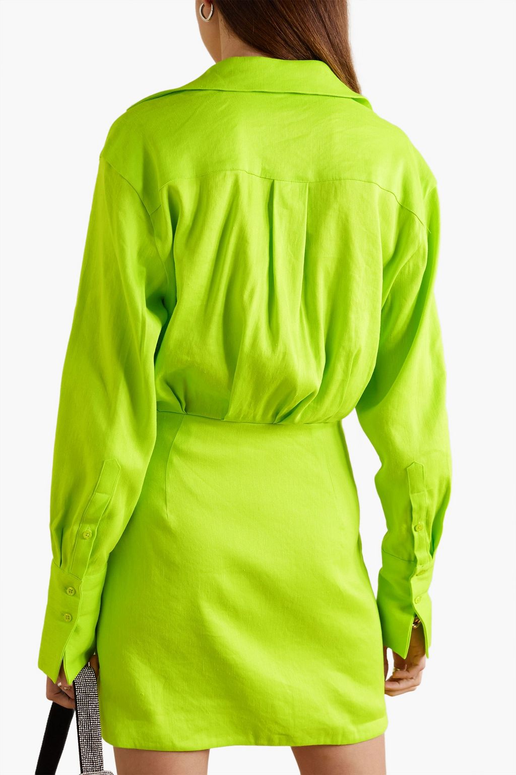 GAUGE81 Naha draped linen-blend mini shirt dress