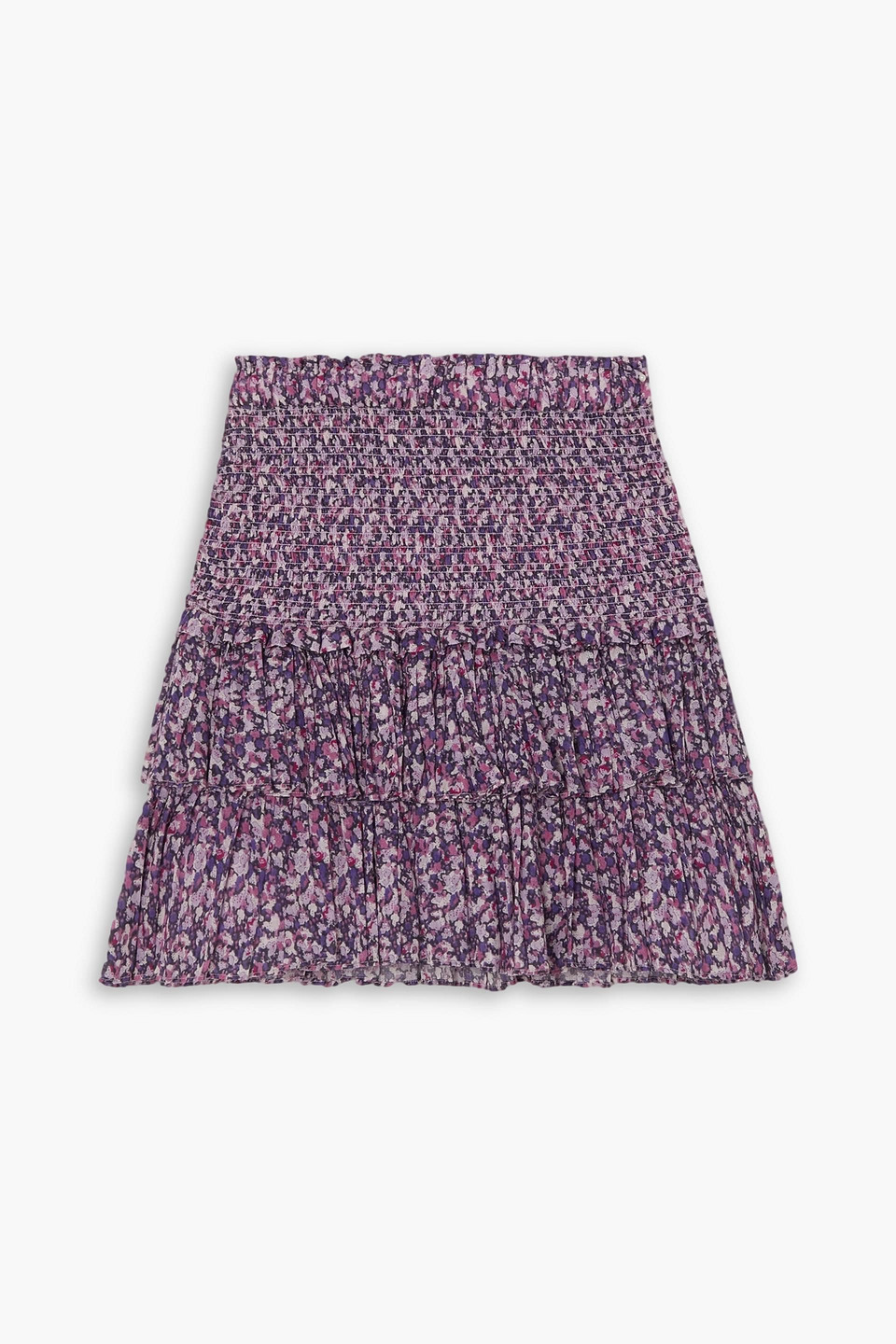 Isabel Marant Étoile Naomi Smocked Tiered Ruffle Cotton Skirt In Violet