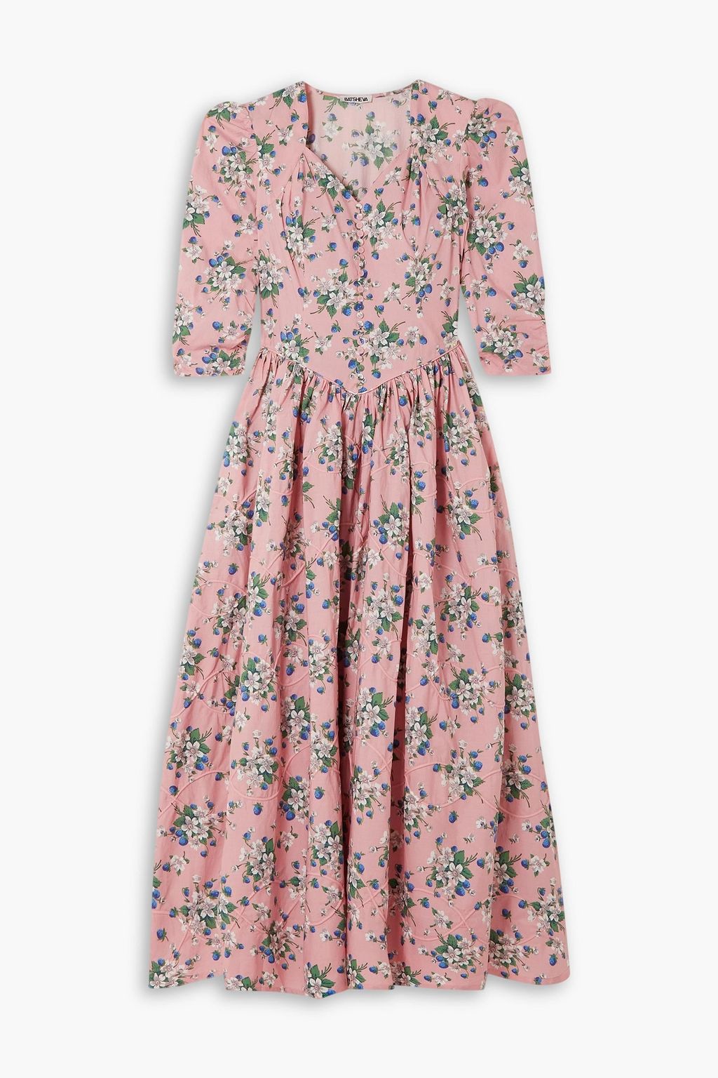 BATSHEVA Lane embroidered floral-print cotton maxi dress | THE OUTNET