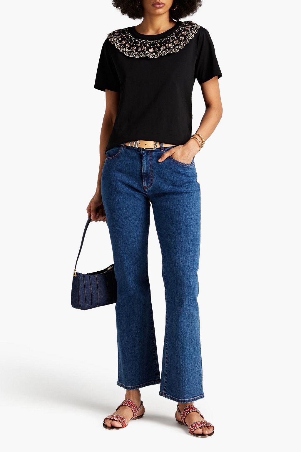 SEE BY CHLOÉ 페이디드 하이라이즈 부츠컷 진