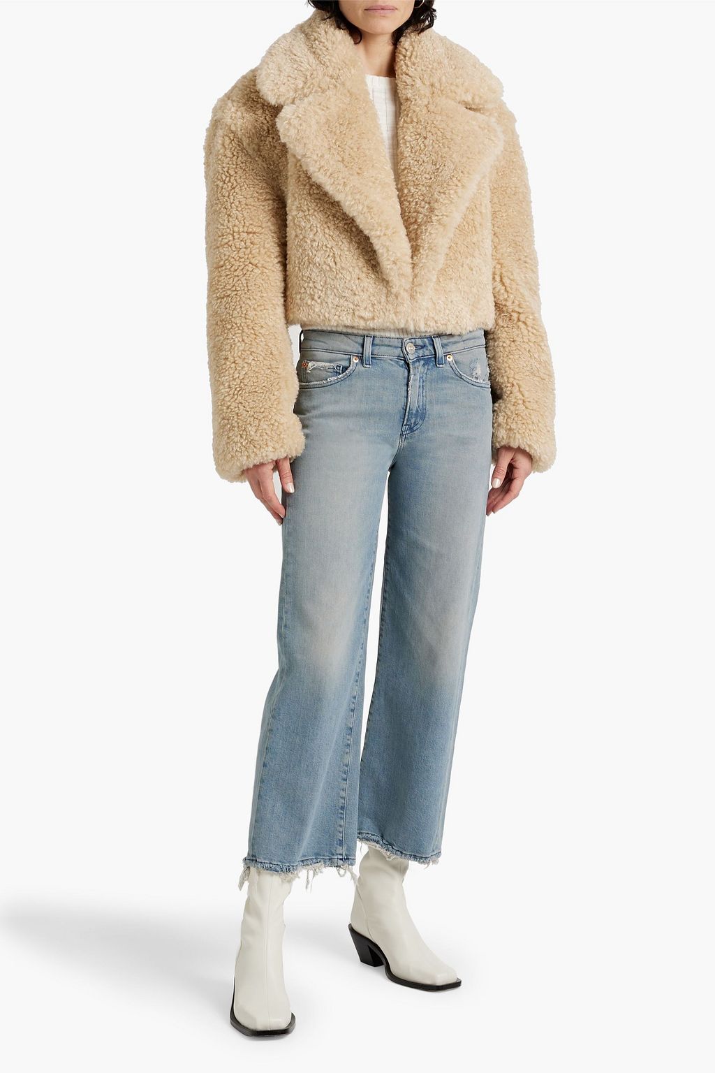 RONNY KOBO Helena cropped faux shearling jacket