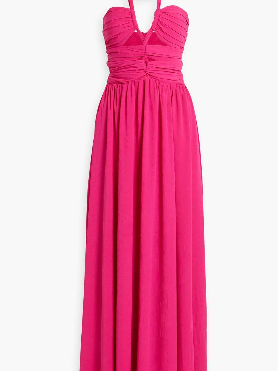 ally ruched georgette halterneck maxi dress
