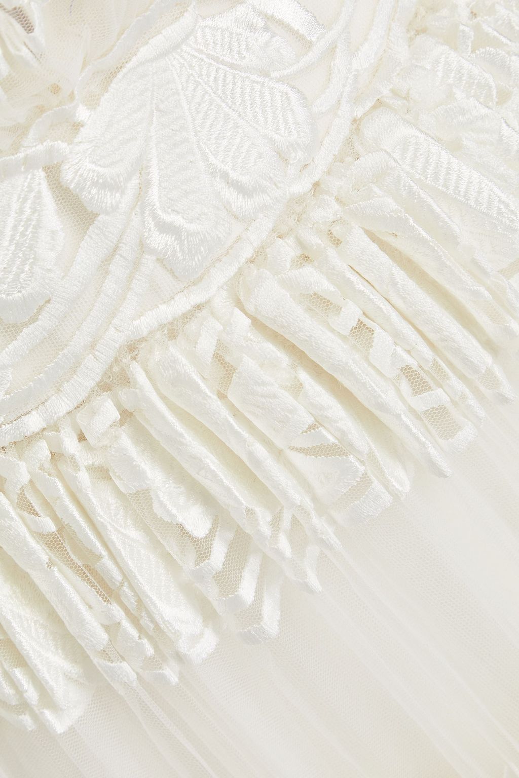 ZUHAIR MURAD チュール ワンピース タイ&ラッフル付き 刺繍
