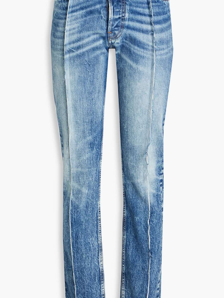 faded high-rise straight-leg jeans