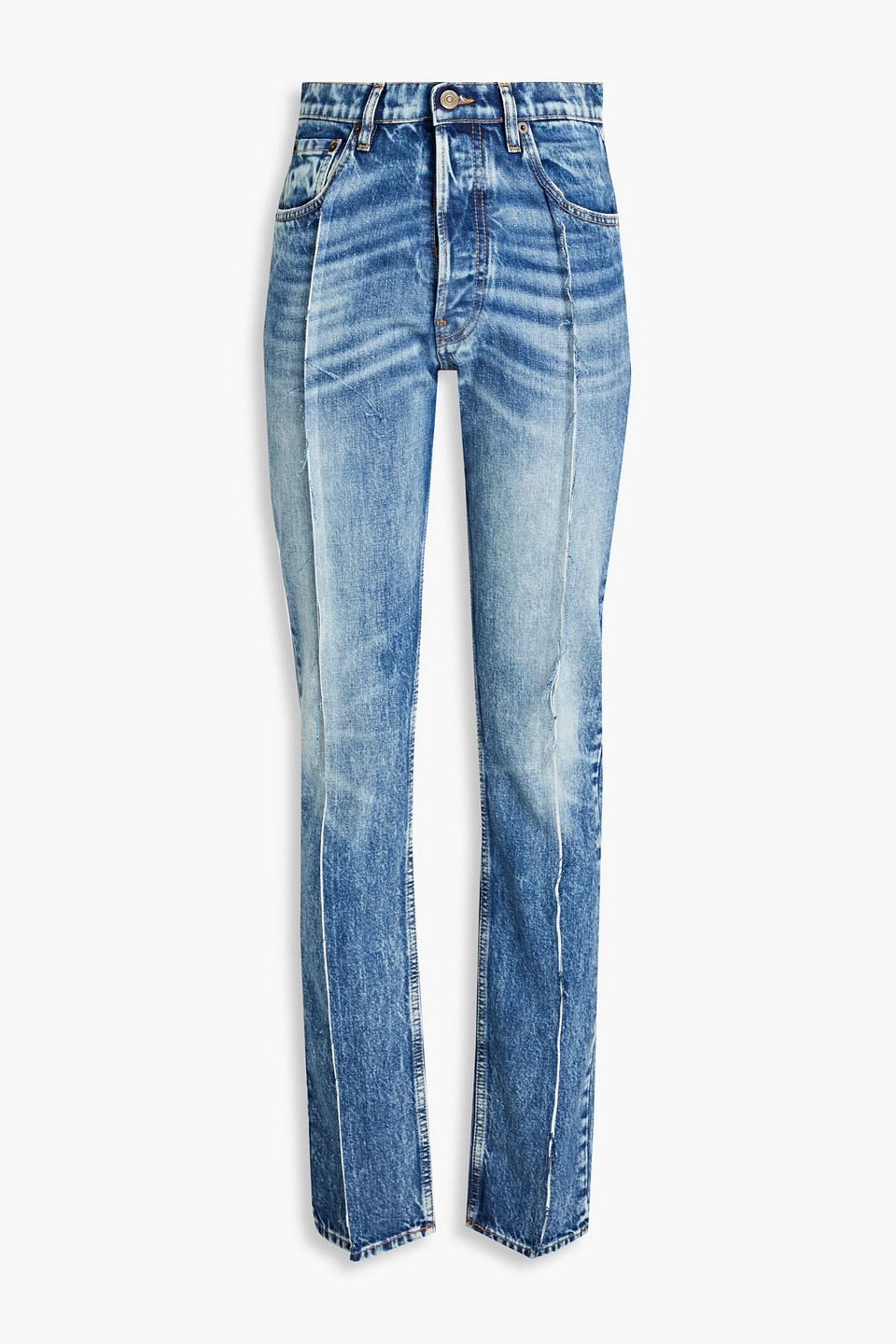Faded high-rise straight-leg jeans