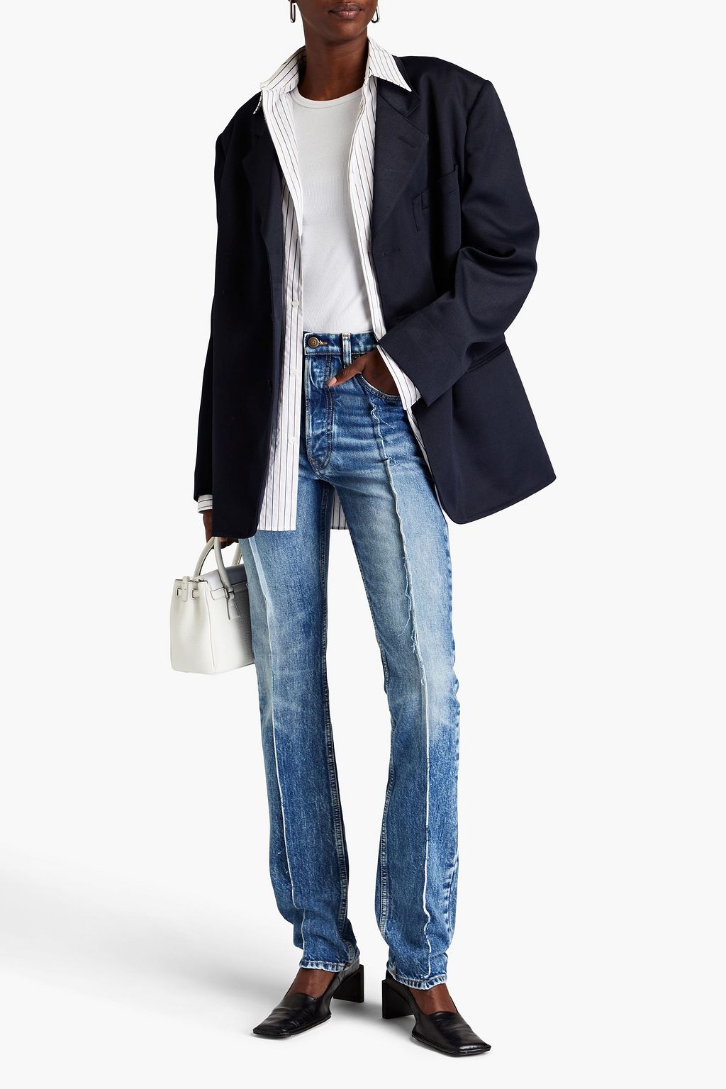 MAISON MARGIELA 페이디드 하이라이즈 스트레이트 레그 진