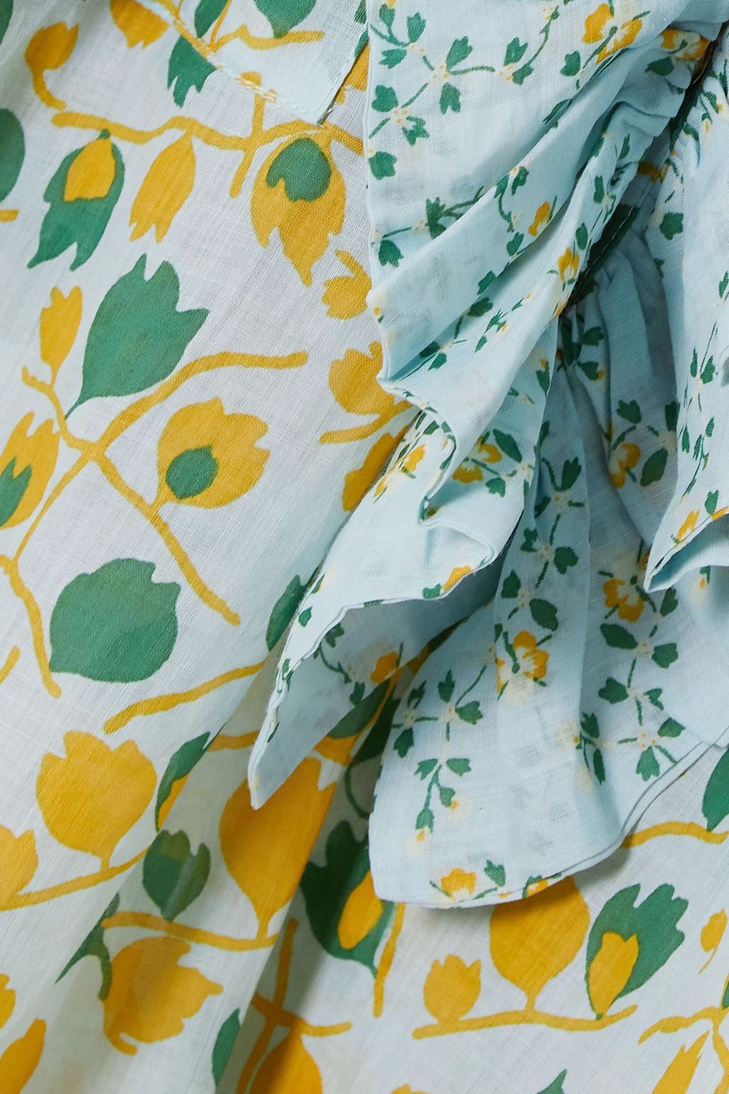 YVONNE S Ruffled floral-print linen blouse