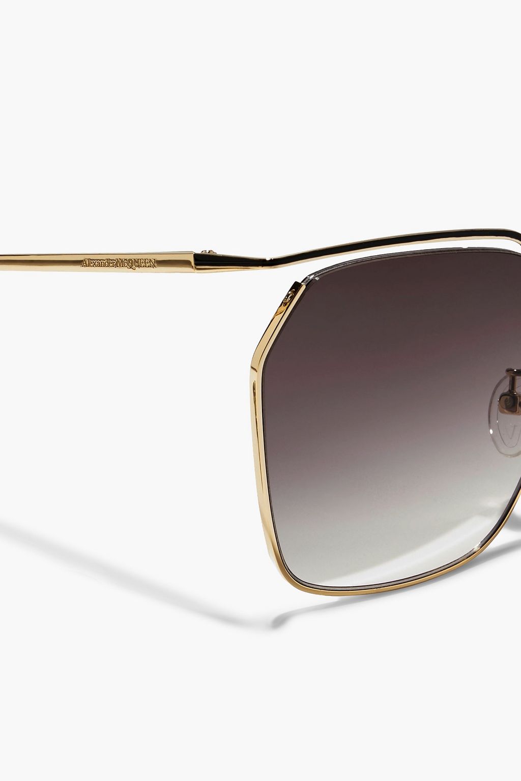 MCQUEEN Cut square-frame gold-tone sunglasses