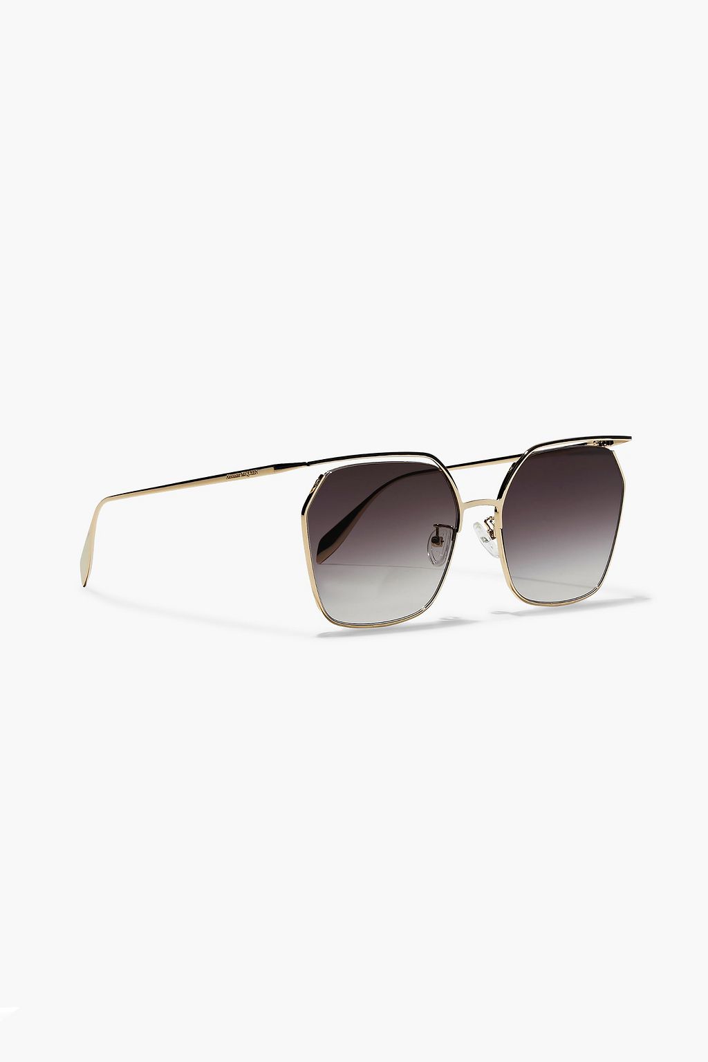 MCQUEEN Cut square-frame gold-tone sunglasses