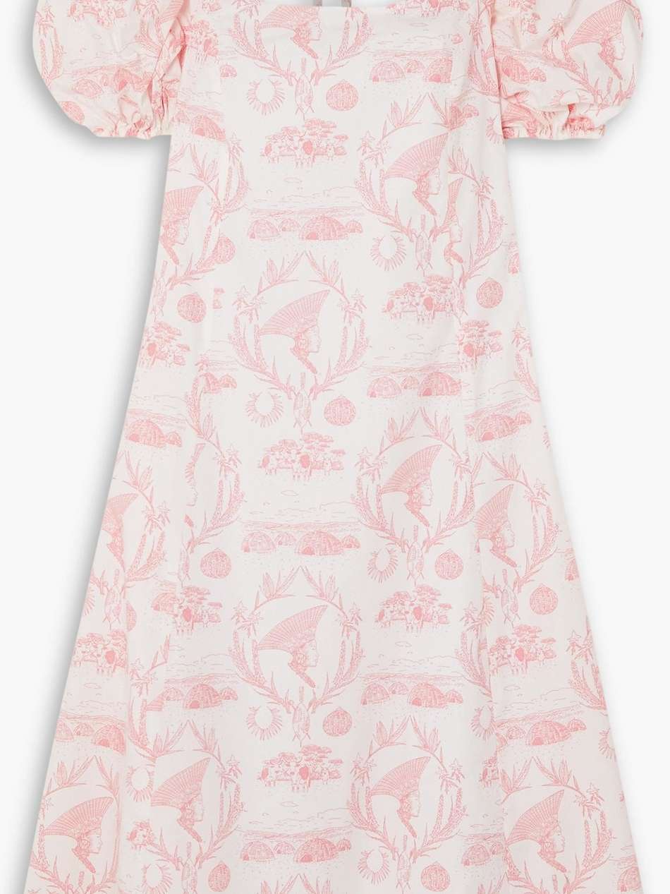 palesa cutout printed cotton-poplin midi dress