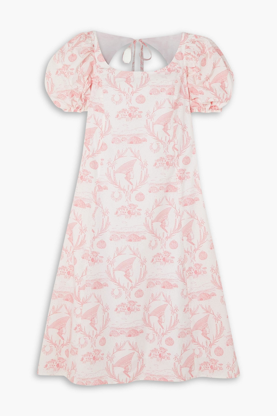 Sindiso Khumalo Palesa Cutout Printed Cotton-poplin Midi Dress In Baby Pink